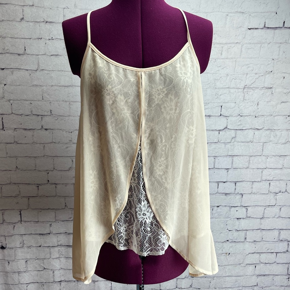 YA Los Angeles size Medium NWT silk blend cami shell pink and white